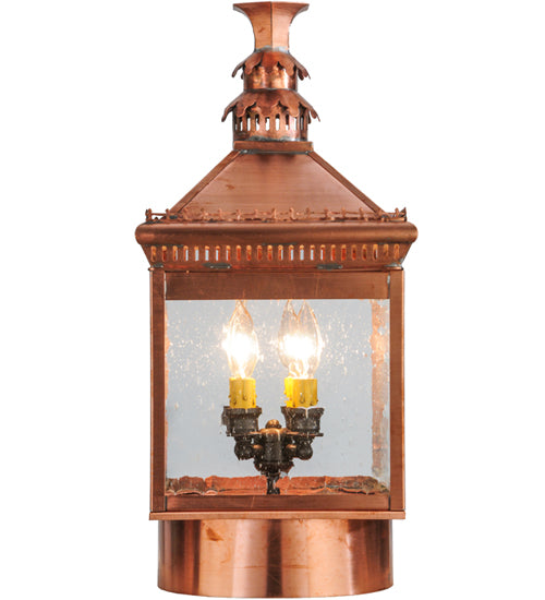 Meyda Lighting Locke 14" 4-Light Raw Copper Post Mount Light With Clear Spectrum Seedy Shade Glass