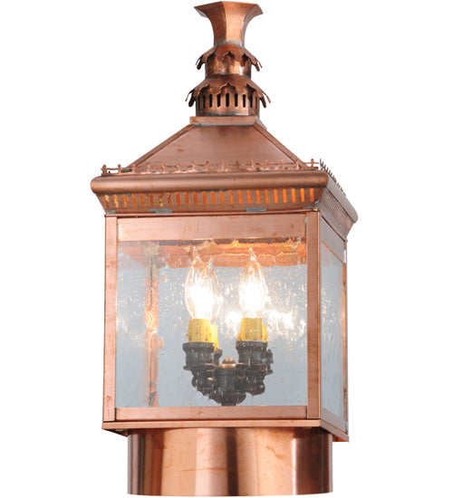 Meyda Lighting Locke 14" 4-Light Raw Copper Post Mount Light With Clear Spectrum Seedy Shade Glass