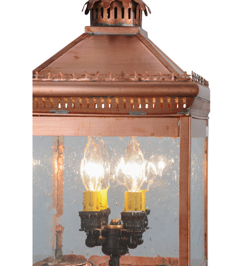 Meyda Lighting Locke 14" 4-Light Raw Copper Post Mount Light With Clear Spectrum Seedy Shade Glass