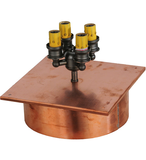 Meyda Lighting Locke 14" 4-Light Raw Copper Post Mount Light With Clear Spectrum Seedy Shade Glass