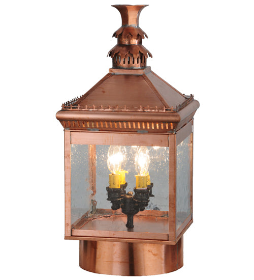 Meyda Lighting Locke 14" 4-Light Raw Copper Post Mount Light With Clear Spectrum Seedy Shade Glass