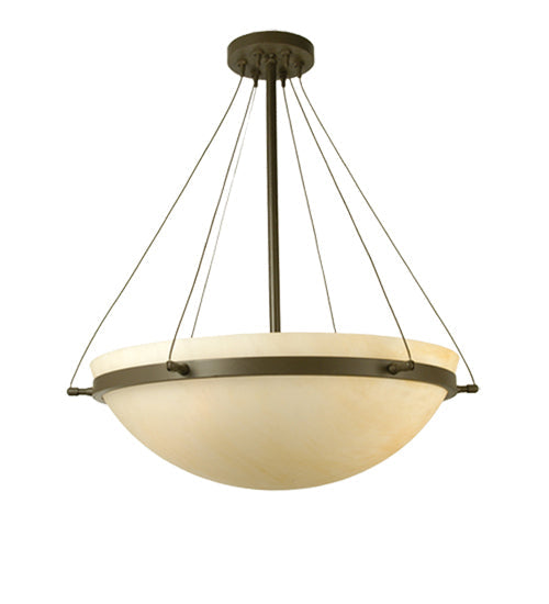 Meyda Lighting Locus 27" 3-Light Timeless Bronze Semi-flush Mount Light With Beige Sahara Taupe Idalight Shade