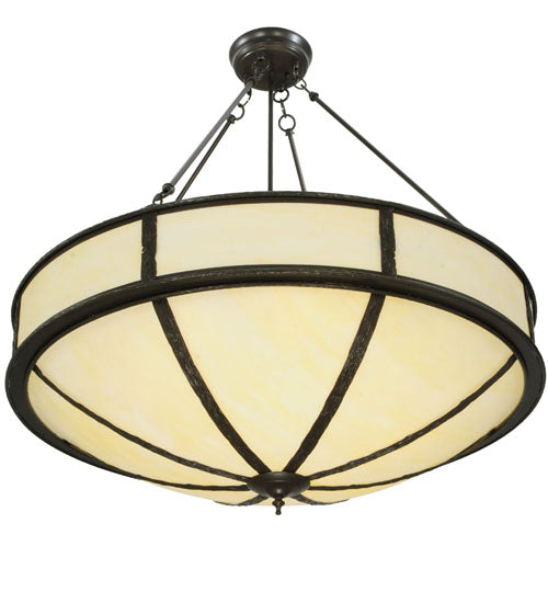 Meyda Lighting Lone 36" 6-Light Timeless Bronze Inverted Pendant Light With Creme Carrare Idalight Shade Glass
