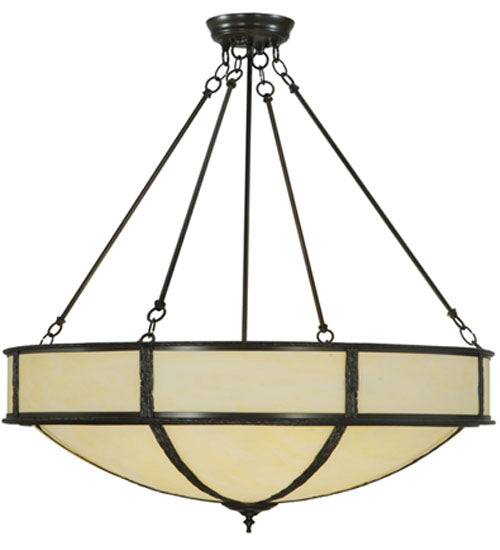 Meyda Lighting Lone 36" 6-Light Timeless Bronze Inverted Pendant Light With Creme Carrare Idalight Shade Glass