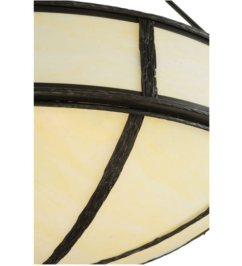 Meyda Lighting Lone 36" 6-Light Timeless Bronze Inverted Pendant Light With Creme Carrare Idalight Shade Glass