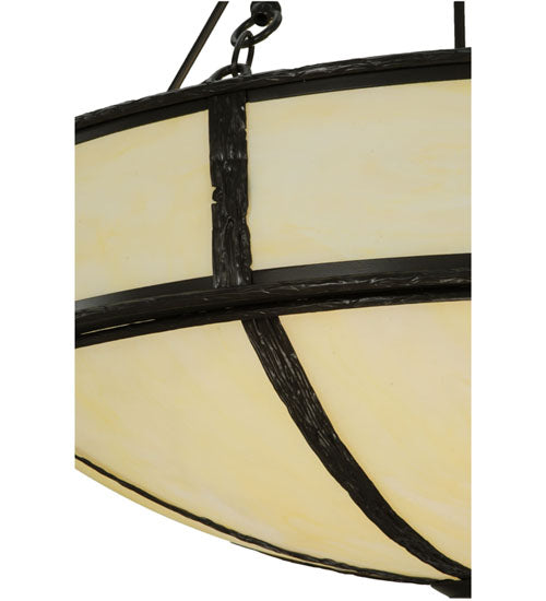 Meyda Lighting Lone 36" 6-Light Timeless Bronze Inverted Pendant Light With Creme Carrare Idalight Shade Glass
