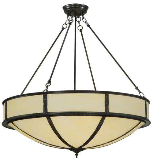 Meyda Lighting Lone 36" 6-Light Timeless Bronze Inverted Pendant Light With Creme Carrare Idalight Shade Glass