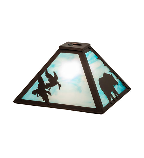 Meyda Lighting Lone Animals 16" Mahogany Bronze Frame With Sky Blue Opal Shade Glass