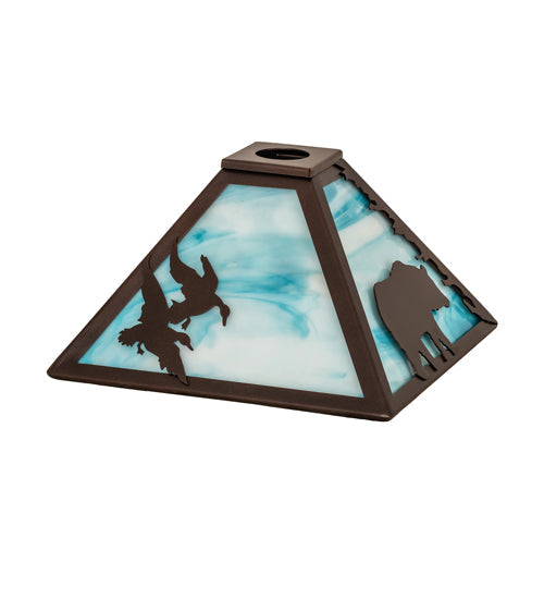 Meyda Lighting Lone Animals 16" Mahogany Bronze Frame With Sky Blue Opal Shade Glass