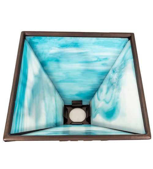 Meyda Lighting Lone Animals 16" Mahogany Bronze Frame With Sky Blue Opal Shade Glass