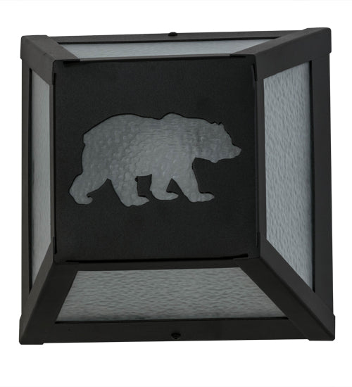 Meyda Lighting Lone Bear 10" Black Wall Sconce With Clear Seeded Shade Glass