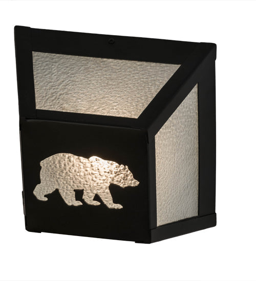 Meyda Lighting Lone Bear 10" Black Wall Sconce With Clear Seeded Shade Glass