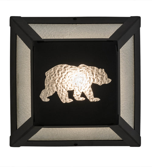 Meyda Lighting Lone Bear 10" Black Wall Sconce With Clear Seeded Shade Glass