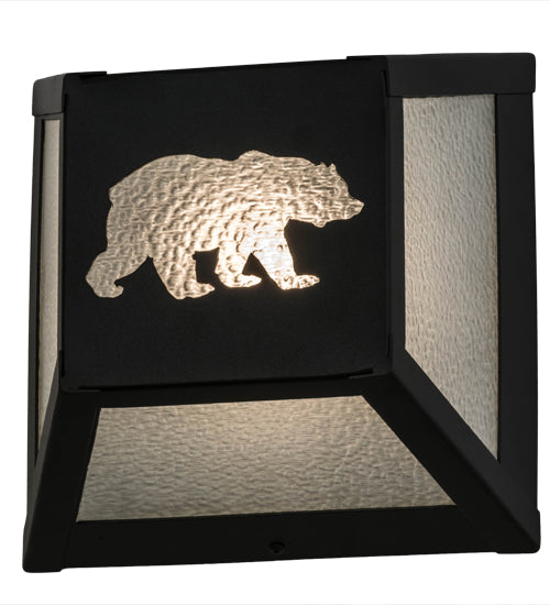 Meyda Lighting Lone Bear 10" Black Wall Sconce With Clear Seeded Shade Glass