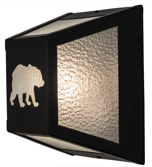 Meyda Lighting Lone Bear 10" Black Wall Sconce With Clear Seeded Shade Glass