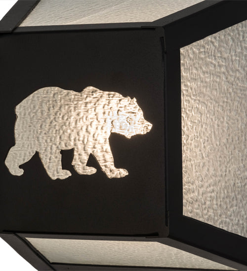 Meyda Lighting Lone Bear 10" Black Wall Sconce With Clear Seeded Shade Glass