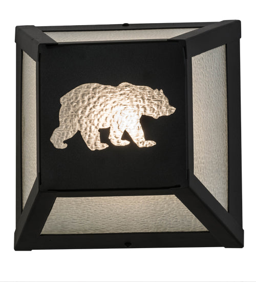 Meyda Lighting Lone Bear 10" Black Wall Sconce With Clear Seeded Shade Glass