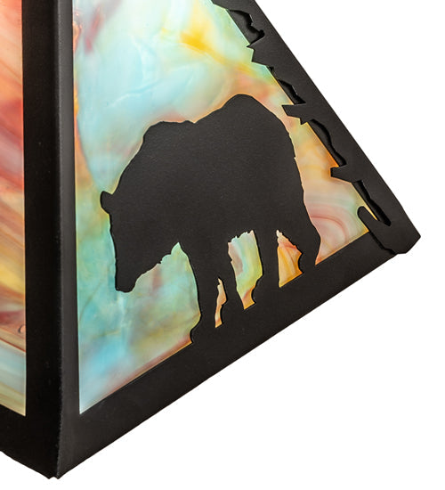 Meyda Lighting Lone Bear 10" Textured Black Frame With Jade Purple Shade