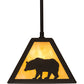 Meyda Lighting Lone Bear 11" Timeless Bronze Mini Pendant Light With Beige Art Shade Glass