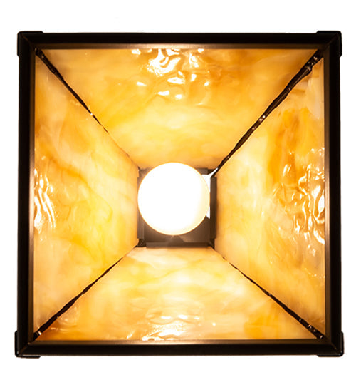 Meyda Lighting Lone Bear 11" Timeless Bronze Mini Pendant Light With Beige Art Shade Glass