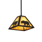 Meyda Lighting Lone Bear 11" Timeless Bronze Mini Pendant Light With Beige Art Shade Glass