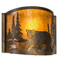 Meyda Lighting Lone Bear 12" Antique Copper Left Wall Sconce With Amber Mica Shade Glass