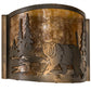 Meyda Lighting Lone Bear 12" Antique Copper Left Wall Sconce With Amber Mica Shade Glass