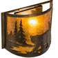 Meyda Lighting Lone Bear 12" Antique Copper Left Wall Sconce With Amber Mica Shade Glass