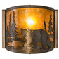 Meyda Lighting Lone Bear 12" Antique Copper Left Wall Sconce With Amber Mica Shade Glass