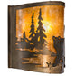 Meyda Lighting Lone Bear 12" Antique Copper Left Wall Sconce With Amber Mica Shade Glass