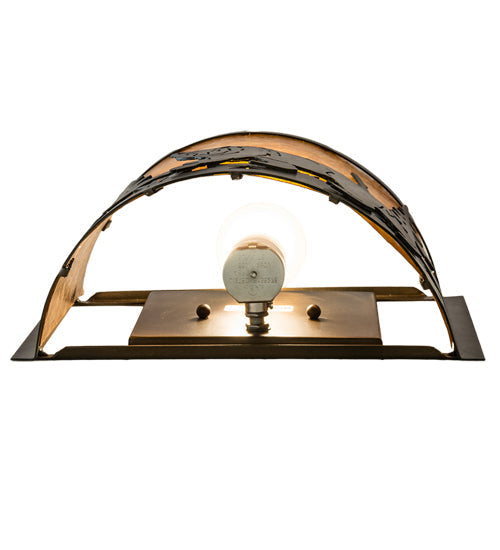Meyda Lighting Lone Bear 12" Antique Copper Left Wall Sconce With Amber Mica Shade Glass