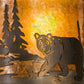 Meyda Lighting Lone Bear 12" Antique Copper Left Wall Sconce With Amber Mica Shade Glass