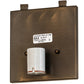 Meyda Lighting Lone Bear 12" Antique Copper Right Wall Sconce With Amber Mica Shade Glass