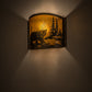 Meyda Lighting Lone Bear 12" Antique Copper Right Wall Sconce With Amber Mica Shade Glass