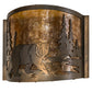 Meyda Lighting Lone Bear 12" Antique Copper Right Wall Sconce With Amber Mica Shade Glass