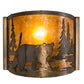 Meyda Lighting Lone Bear 12" Antique Copper Right Wall Sconce With Amber Mica Shade Glass