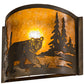 Meyda Lighting Lone Bear 12" Antique Copper Right Wall Sconce With Amber Mica Shade Glass