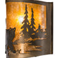 Meyda Lighting Lone Bear 12" Antique Copper Right Wall Sconce With Amber Mica Shade Glass