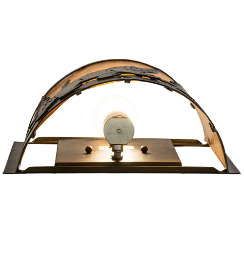 Meyda Lighting Lone Bear 12" Antique Copper Right Wall Sconce With Amber Mica Shade Glass