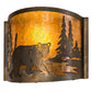 Meyda Lighting Lone Bear 12" Antique Copper Right Wall Sconce With Amber Mica Shade Glass