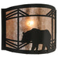 Meyda Lighting Lone Bear 12" Black Wall Sconce With Silver Mica Shade Glass