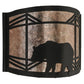 Meyda Lighting Lone Bear 12" Black Wall Sconce With Silver Mica Shade Glass