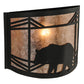 Meyda Lighting Lone Bear 12" Black Wall Sconce With Silver Mica Shade Glass