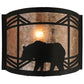 Meyda Lighting Lone Bear 12" Black Wall Sconce With Silver Mica Shade Glass