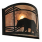 Meyda Lighting Lone Bear 12" Black Wall Sconce With Silver Mica Shade Glass