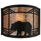 Meyda Lighting Lone Bear 12" Black Wall Sconce With Silver Mica Shade Glass