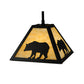 Meyda Lighting Lone Bear 12" Textured Black Mini Pendant Light With Beige Art Shade Glass