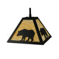 Meyda Lighting Lone Bear 12" Textured Black Mini Pendant Light With Beige Art Shade Glass