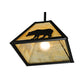 Meyda Lighting Lone Bear 12" Textured Black Mini Pendant Light With Beige Art Shade Glass