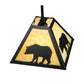 Meyda Lighting Lone Bear 12" Textured Black Mini Pendant Light With Beige Art Shade Glass
